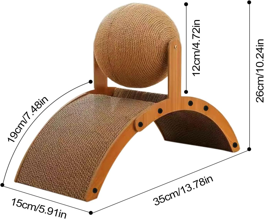 Cat Scratching Ball, Vertical Scratcher with Corrugated Base, Interactive Cats Scratchings Board, Du