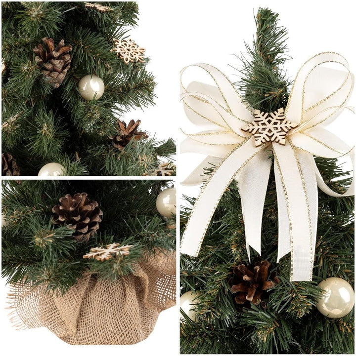 Creative Home Weihnachtsbaum Geschmückt Cremefarben | Höhe 40 cm | Künstlicher Weihnachtsbaum klein