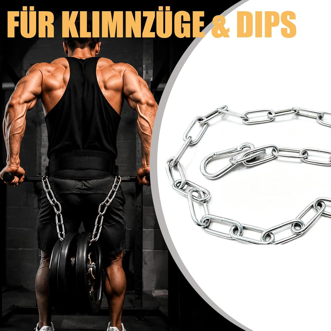 Dip-Gürtel mit Kette – Klimmzug Gürtel für Zusatzgewicht | Gewichtsgürtel für Dips & Calisthenics |