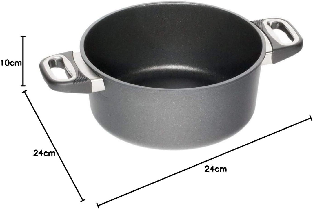 AMT Gastroguss Bratentopf 24 cm Ø, 10 cm hoch, nicht induktionsgeeignet, Lotan® Antihaft-Veredelung,