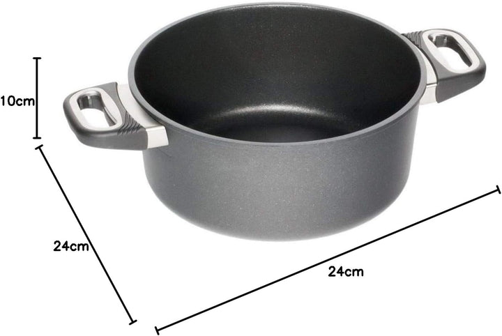 AMT Gastroguss Bratentopf 24 cm Ø, 10 cm hoch, nicht induktionsgeeignet, Lotan® Antihaft-Veredelung,