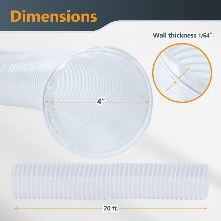 POWERTEC 70143 PVC-Staubsaugerschlauch (10,2 cm x 6,8 m), flexibel, durchsichtig, robuster PVC-Schla