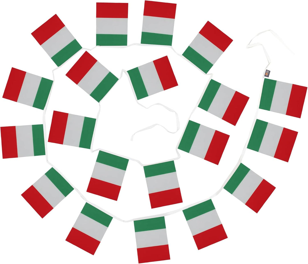 AZ FLAG FAHNENKETTE Italien 12 Meter mit 20 flaggen 45x30cm- ITALIENISCHE Girlande Flaggenkette 30 x