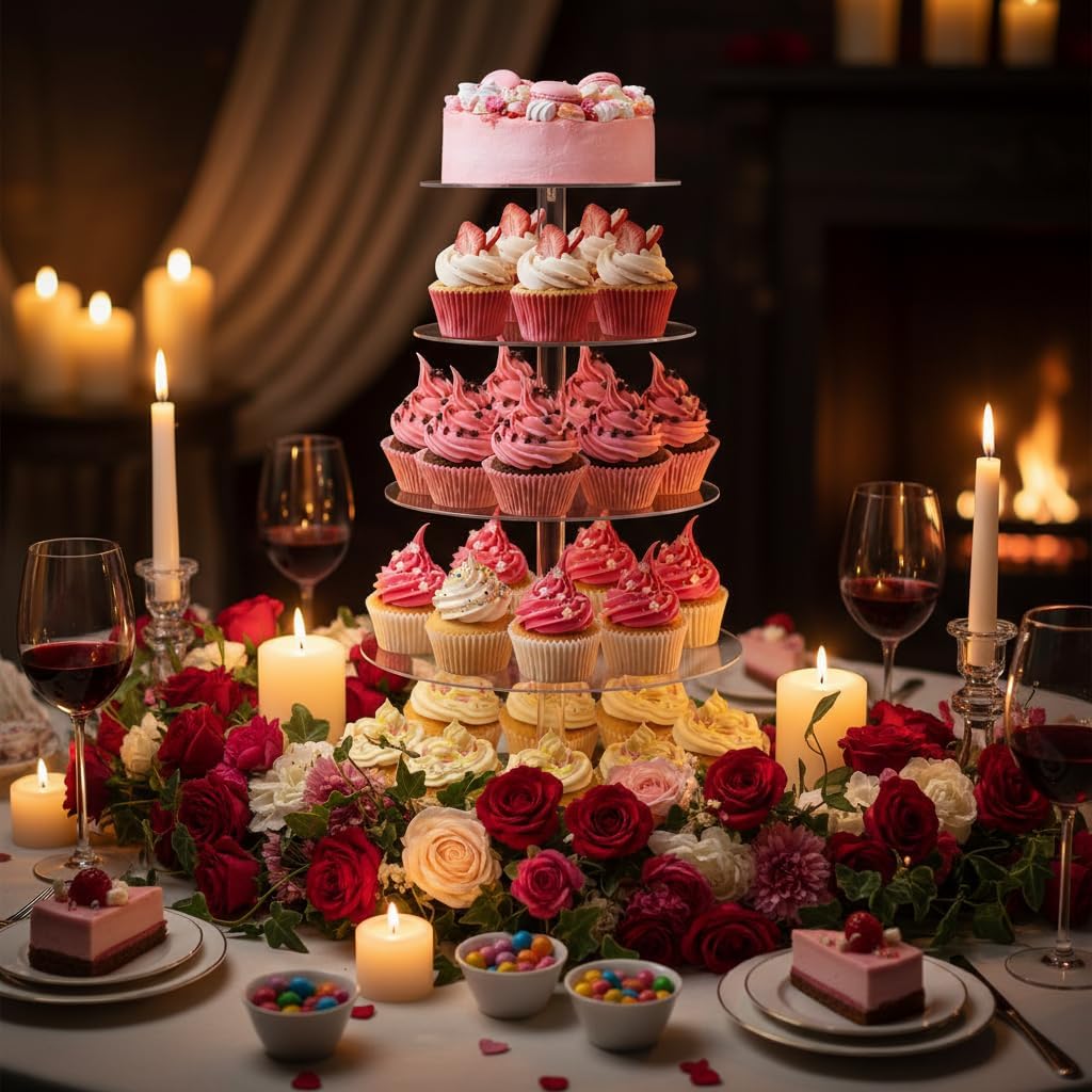 Cupcake-Ständer, 5 Etagen, rund, Acryl, Kuchenständer, Dessert-Tisch-Display-Set, Höhe Kunststoff, K
