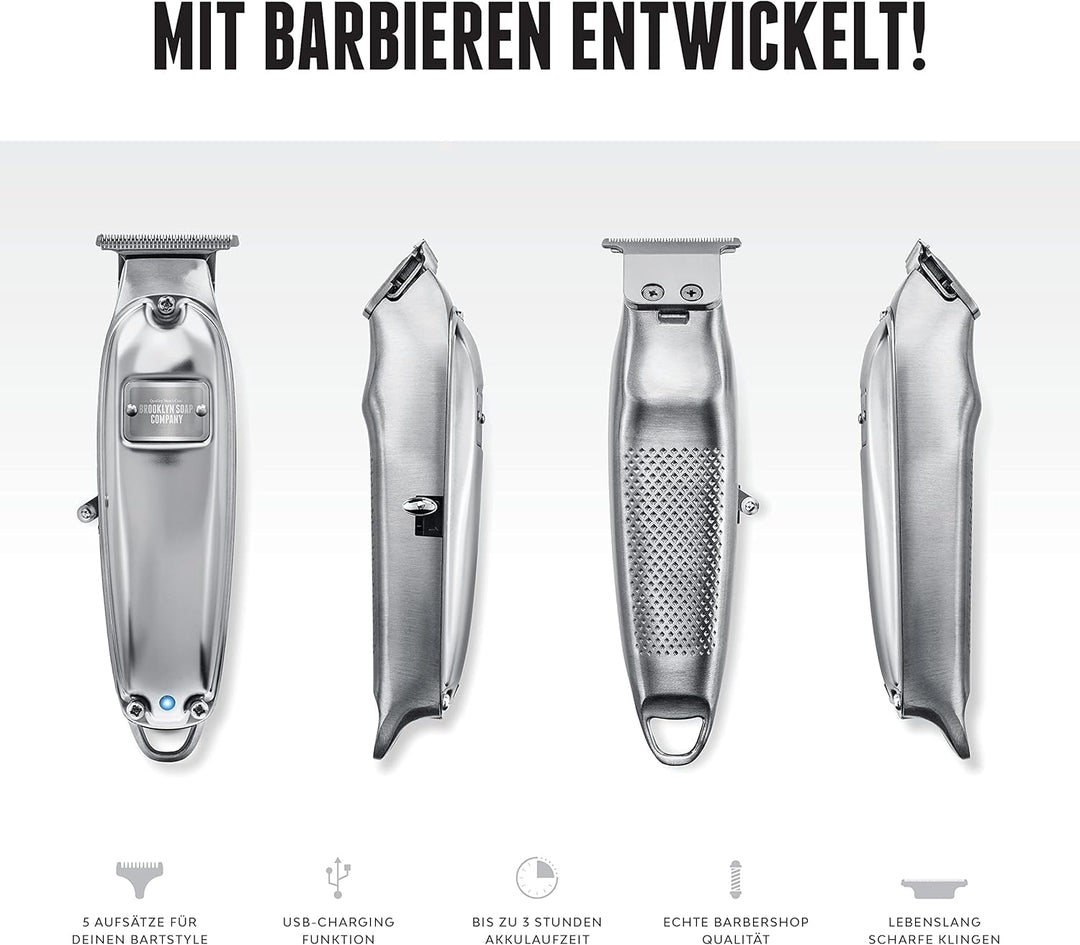 Brooklyn Blade® · Brooklyn Soap Company · Profi Barttrimmer für Zuhause · Trimmer aus Edelstahl mit