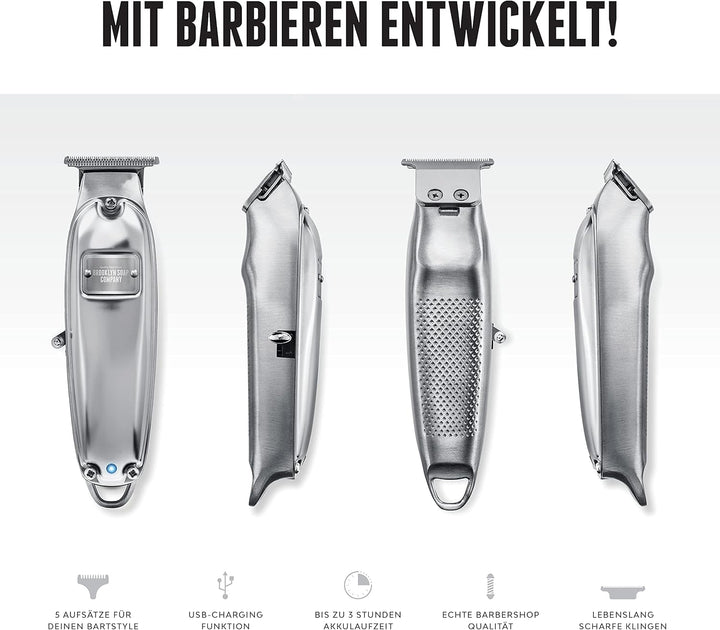Brooklyn Blade® · Brooklyn Soap Company · Profi Barttrimmer für Zuhause · Trimmer aus Edelstahl mit