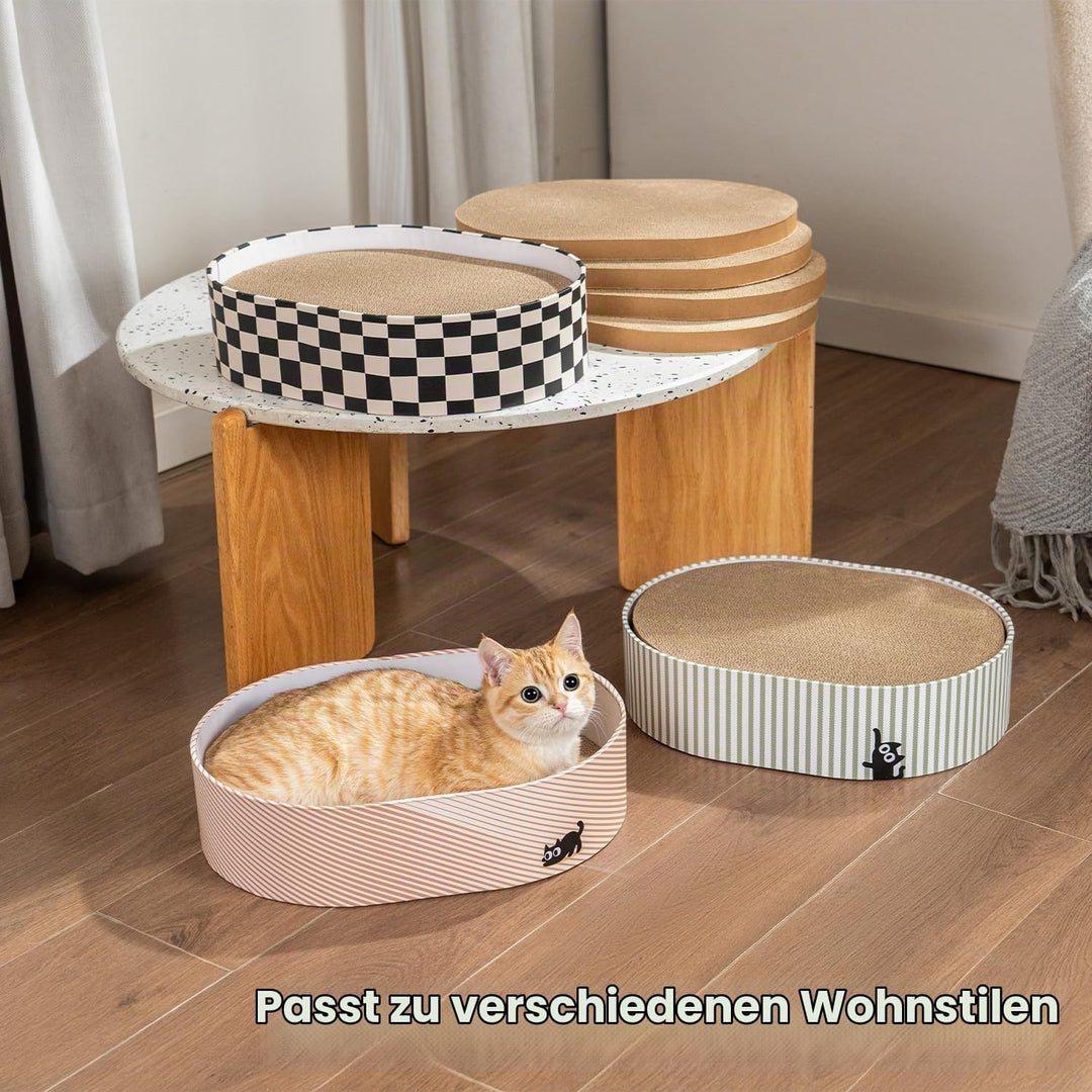 Conlun Kratzbrett Katze, Kratzbox mit 4 Katzen Kratzpappe,Wendbare Katzenkratzbretter aus Robustem W
