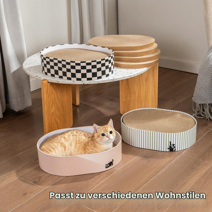 Conlun Kratzbrett Katze, Kratzbox mit 4 Katzen Kratzpappe,Wendbare Katzenkratzbretter aus Robustem W