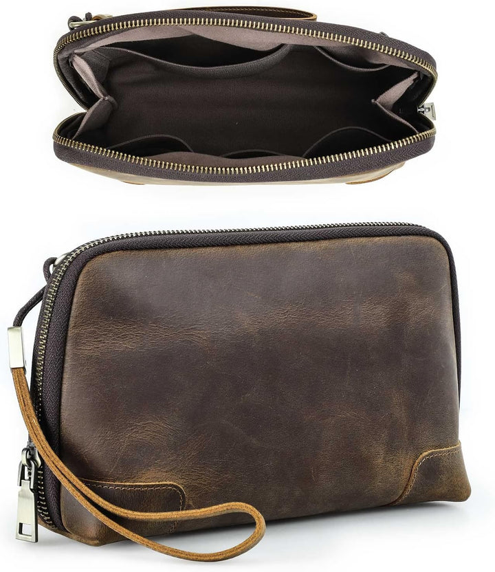 Contacts Männer Leder Reissverschluss Karte Passport Pocket Bill Wallet Geldbörse Handytasche Kaffee