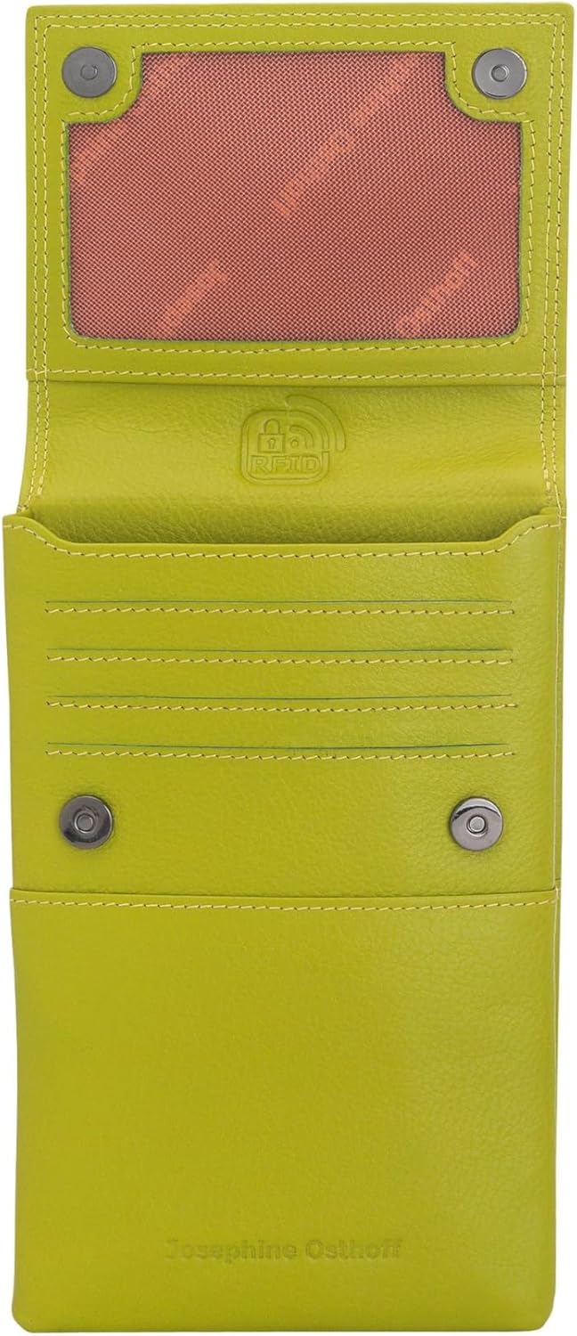 Josephine Osthoff Handy Umhängetasche mit Karten- und Sichtfach, handgemacht aus 100% Echtleder, Cro