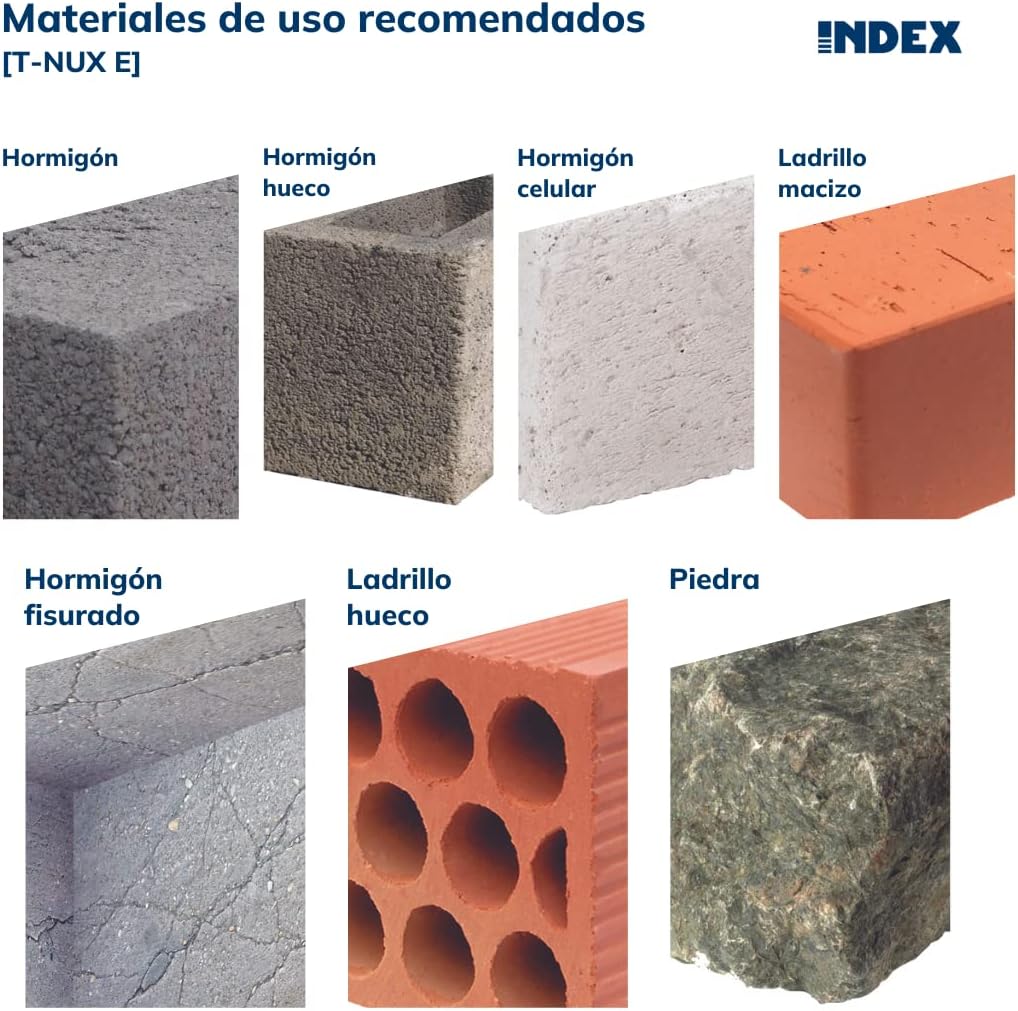 Index Fixing Systems t-nux E – Pack von 50 Universaldübel Hohe Leistung, Sechskantschraube (Beschich