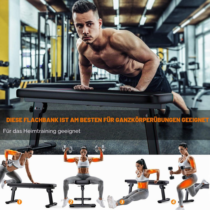 WINNOW Hantelbank Faltbare Trainingsbank mit Tragegriff Heimtraining multifunktionale-Flachesbank Sc