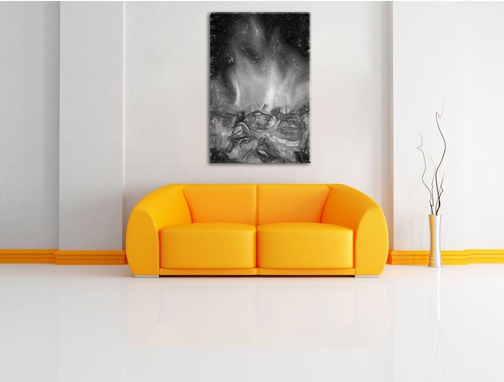 Pixxprint Loderndes Feuer als Leinwandbild/Grösse: 100x70 cm/Wandbild/Kunstdruck/fertig bespannt, 10