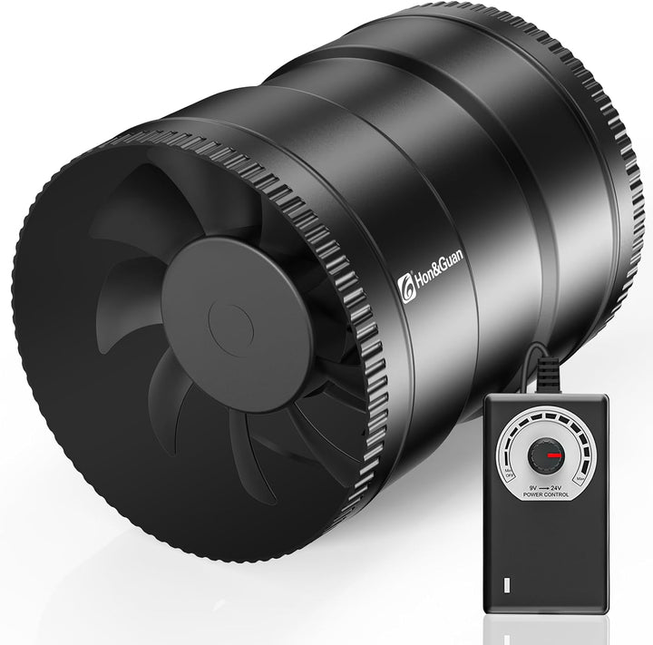 Hon&Guan 150mm Inline-Rohrventilator Regelbar, 587m³/h Rohrlüfter, Abluftventilator mit EU-Stecker,