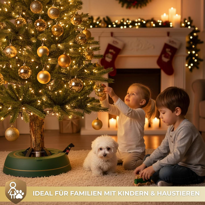 Kamai Stabiler Christbaumständer für Baumhöhe bis 2m, mit Fusspedal und Einseiltechnik, inkl. 2L Was