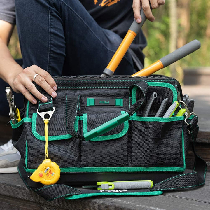 AIRAJ Elektriker Werkzeugtasche 40 * 23 * 28CM,Verstellbarem Schultergurt/Hohes Volumen/Wasserdichte