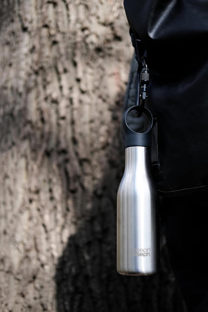 Joseph Joseph Loop™ Vakuumisolierte Trinkflasche 500 ml - Gebürstet/Anthrazit Anthracite, Anthracite