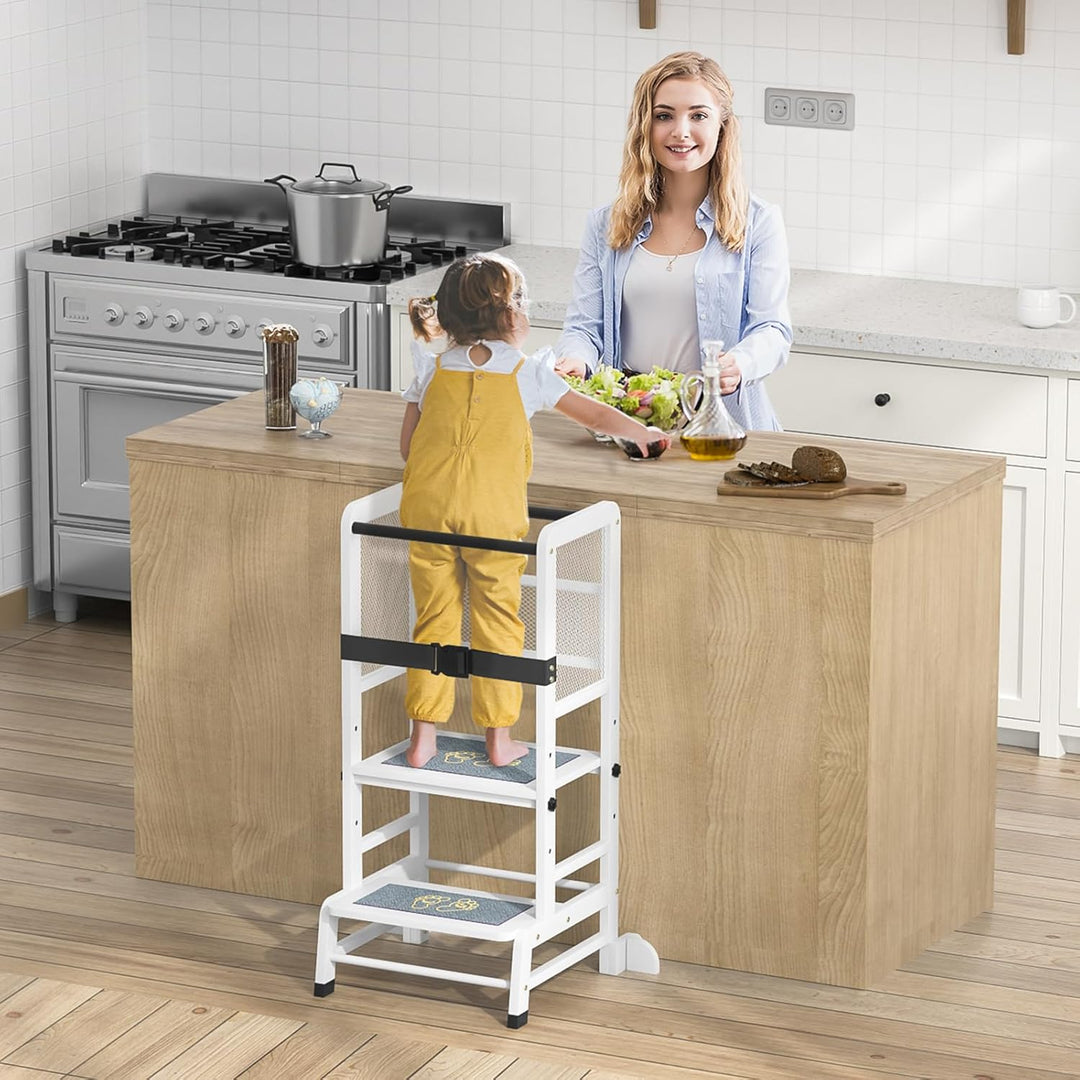 Learn N Explore, Lernturm für Kinder aus Eisen, 3-stufig Höhenverstellbarer Tritthocker aus Holz, St