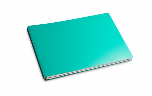 X17 Notizbuch A5+ Querformat, türkis/grün; aus recyceltem Leder. Austauschbare Notizhefte (blanko,ka