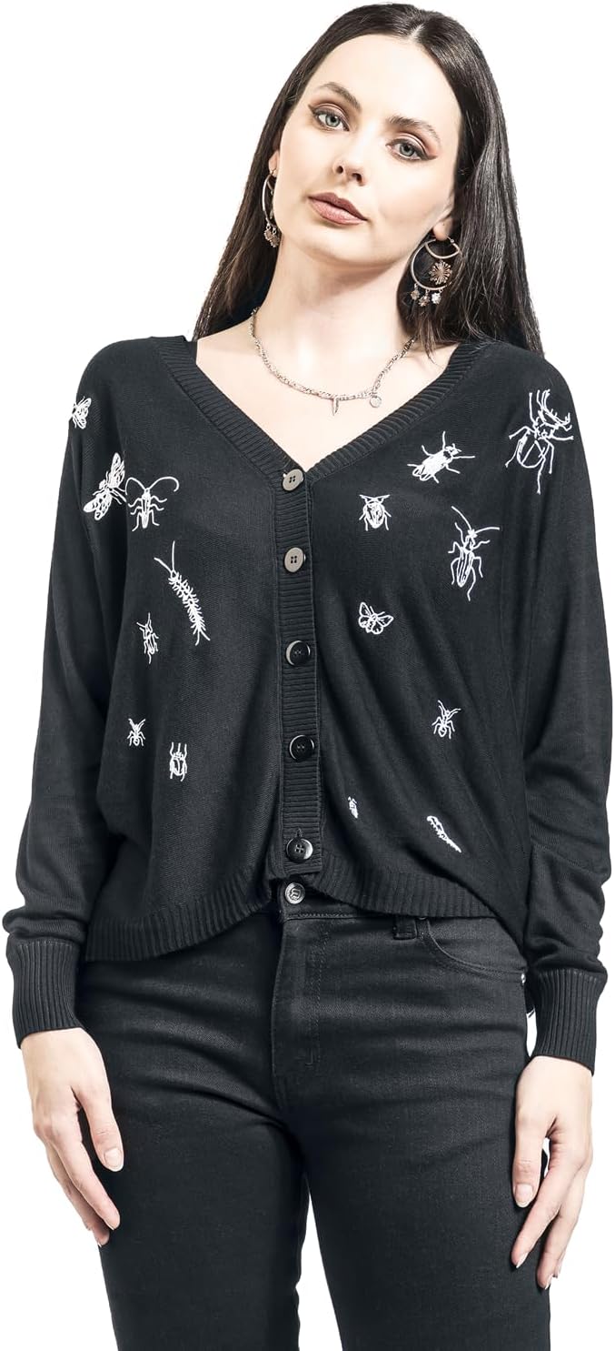 Jawbreaker Way Out Cardigan Frauen Cardigan schwarz/weiss Gothic M Schwarz/Weiss, M Schwarz/Weiss