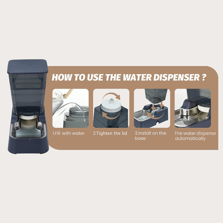 Automatischer Wasserspender für Hunde und Katzen, Schwerkraft-Wasserspender mit 304 Edelstahlnapf, A