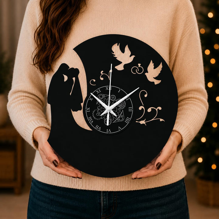 Vinyl Wanduhr Vintage Handgemache Schallplatten-Design Dekor Verheiratet Hochzeit Freunde