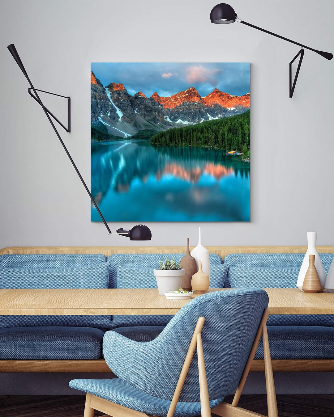Paul Sinus Art Leinwandbilder | Bilder Leinwand 90x90cm Moraine See im Banff-Nationalpark – Kanada,