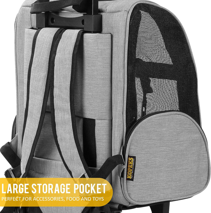 KOPEKS Deluxe-Rucksack/Reisetasche für Haustiere mit Doppelrollen, Medium, grau grau Medium, grau Me