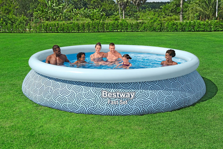 Bestway Fast Set Aufstellpool-Set mit Filterpumpe, Ø 457 x 84 cm, 9.677 Liter, TriTech-Material, Gra