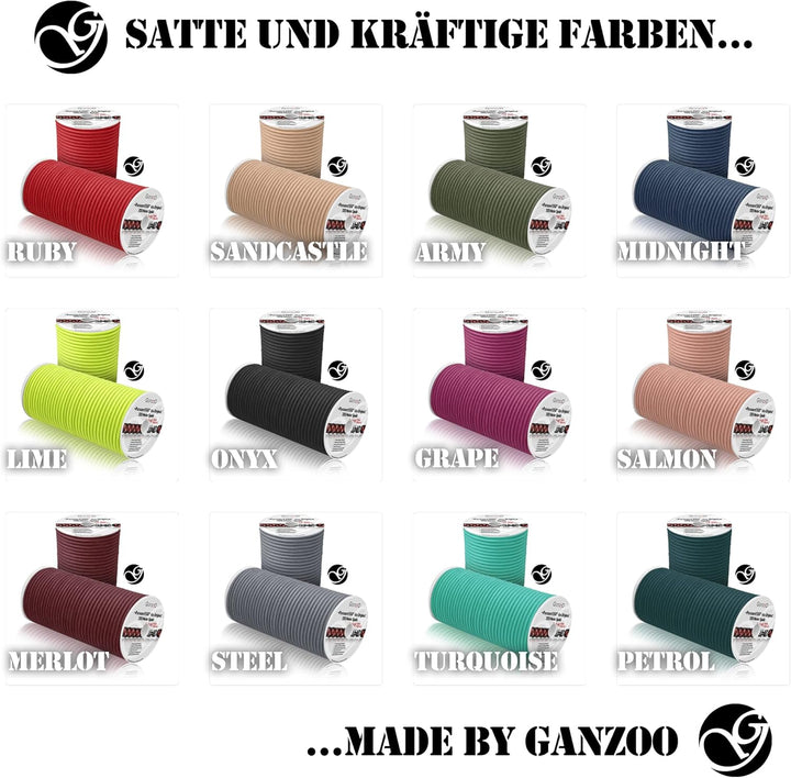 Ganzoo © Paracord 550 Seil | 4mm Ø | Nylon/Polyester |Typ Hybrid | Armband Hunde-Leine | Hunde-Halsb