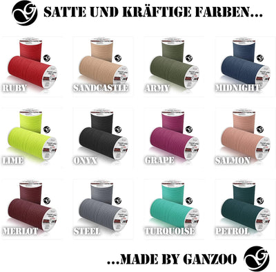 Ganzoo © Paracord 550 Seil | 4mm Ø | Nylon/Polyester |Typ Hybrid | Armband Hunde-Leine | Hunde-Halsb