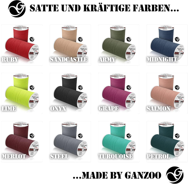 Ganzoo © Paracord 550 Seil | 4mm Ø | Nylon/Polyester |Typ Hybrid | Armband Hunde-Leine | Hunde-Halsb