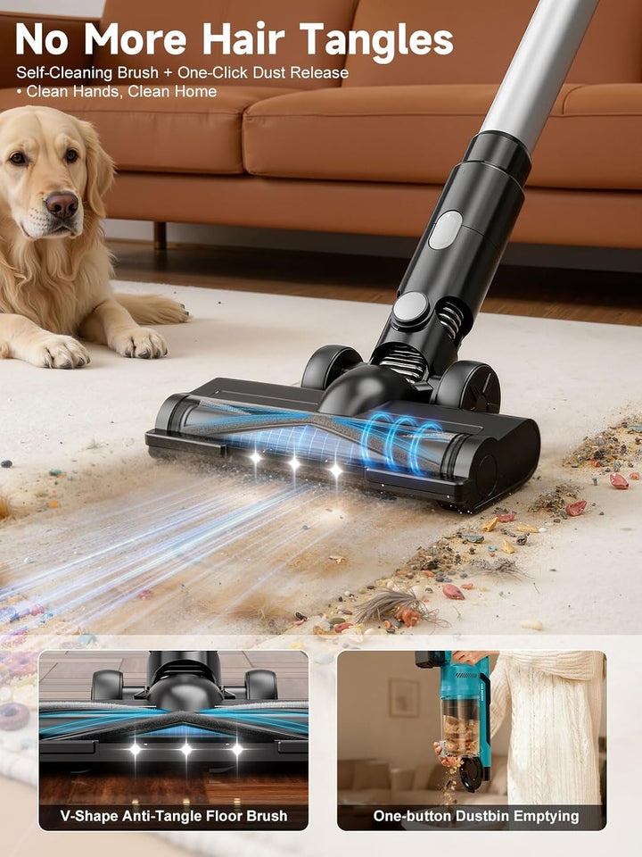 Akku Staubsauger 60000Pa/700W/70Min, 2,0 L Staubsauger Kabellos mit Display, 6-in-1 Vacuum Cleaner,