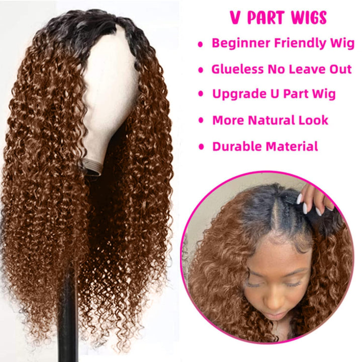 Hight Light V Part Wig Human Hair for Women 10A Upgraded U part Wig Human Hair Beginner Friendly 150