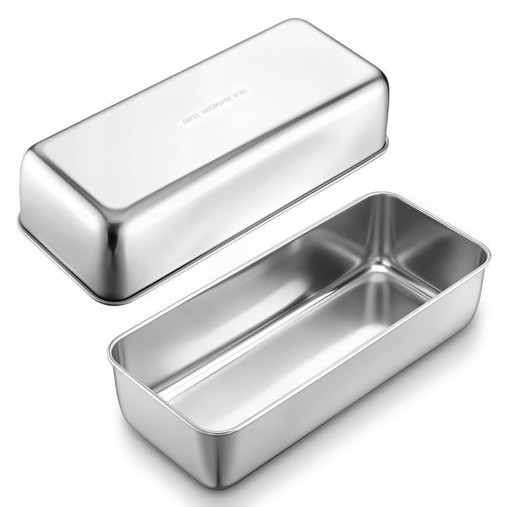 Herogo 2 Stück Kastenform Gross, Edelstahl 31,5*13,6*7.5cm Brotbackform Brotform für Kuchen, Metallb