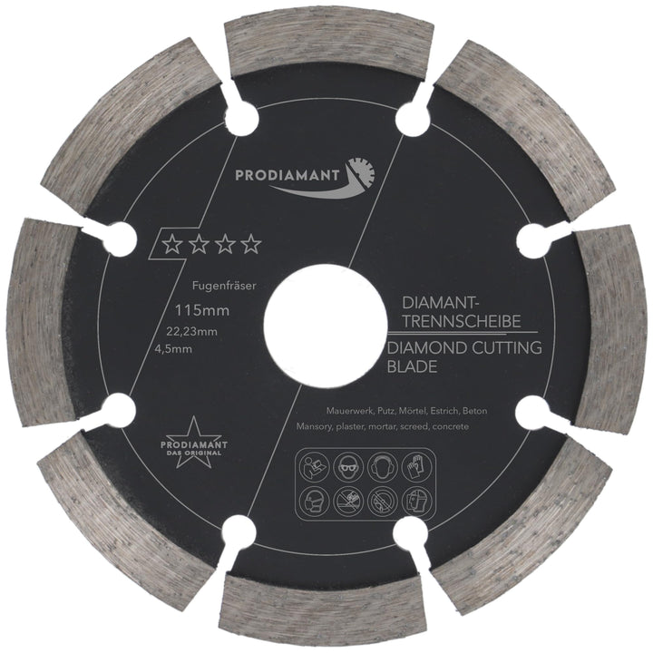 Fugenfräser ø 115 mm Breite 4,5mm für Mörtel Beton Mauerwerk und Putz 10mm Diamantsegment Profiquali