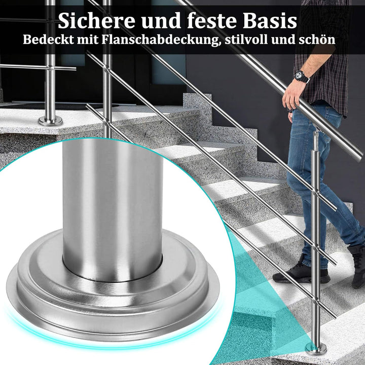 HENGMEI 80cm Treppengeländer Edelstahl-Handlauf Geländer Geländerstäben Terrassengeländer Bausatz Tr