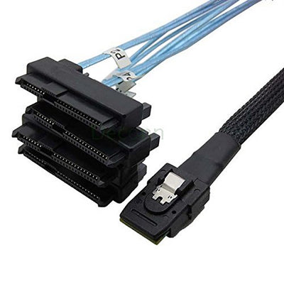 chenyang Mini SAS SFF-8087 36Pin Host 1 auf 4 SAS SFF-8482 Ziel SAS Festplattenkabel 1.0M Black 100c