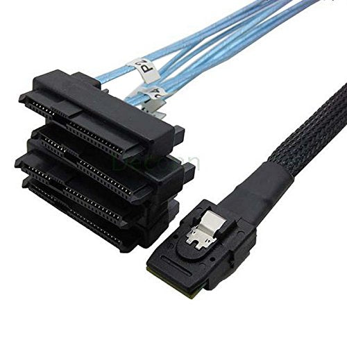 chenyang Mini SAS SFF-8087 36Pin Host 1 auf 4 SAS SFF-8482 Ziel SAS Festplattenkabel 1.0M Black 100c