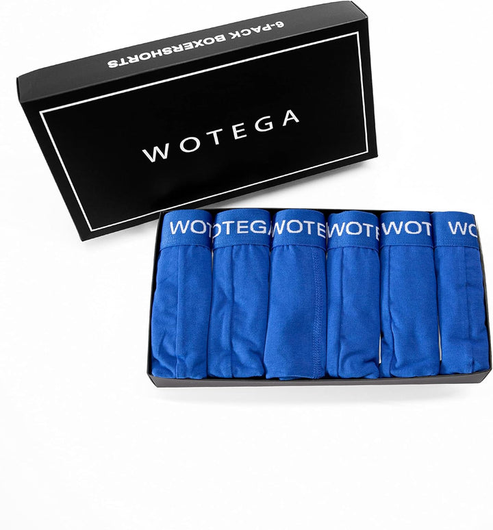 WOTEGA Joe - Boxershorts Herren 6er Pack - Baumwoll Unterwäsche XS Blau (Strong Blue 184051), XS Bla