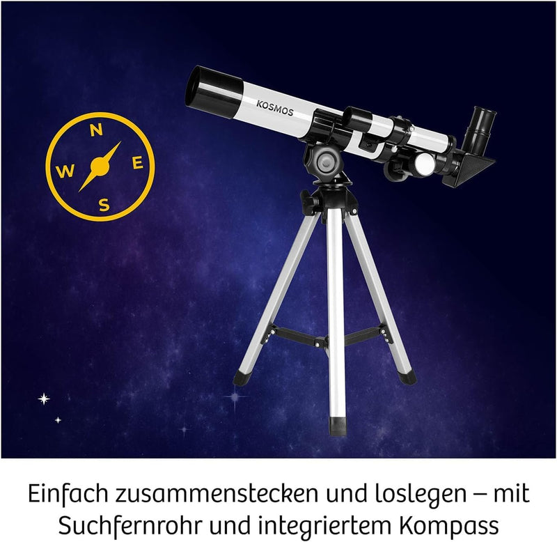 Kosmos 676889 Entdecker-Teleskop, Starter-Set für Einsteiger und Kinder ab 8 Jahre, 2 Okulare für 20