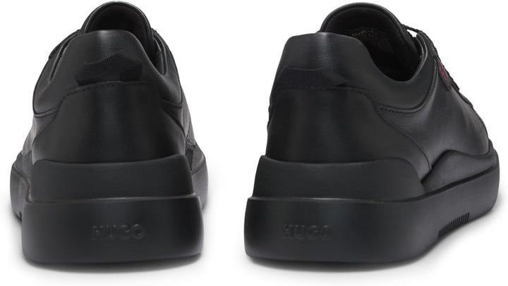 HUGO Herren Blake Tenn Sneakers aus Glattleder mit kontrastfarbenem Branding Grösse 40 EU Schwarz, 4