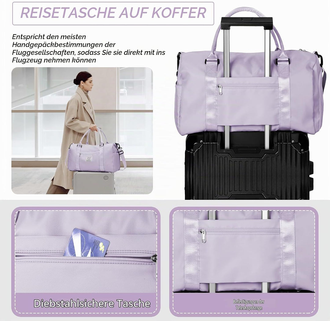 WEPLAN Sport Duffel Bag Damen Herren Sporttasche mit Schuhfach &amp; Nassfach Reisetasche Handgepäck Tas