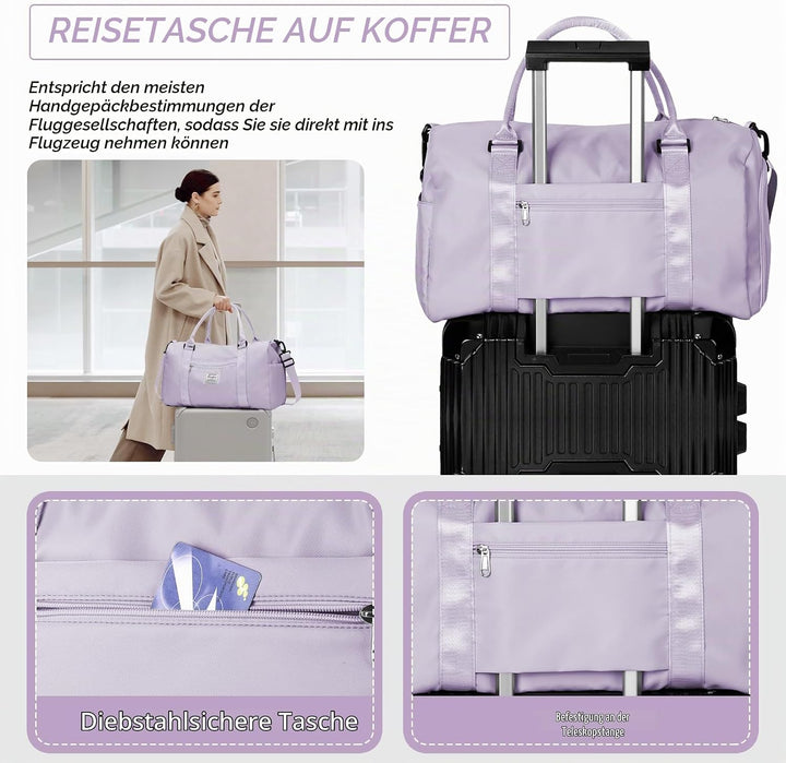 WEPLAN Sport Duffel Bag Damen Herren Sporttasche mit Schuhfach &amp; Nassfach Reisetasche Handgepäck Tas