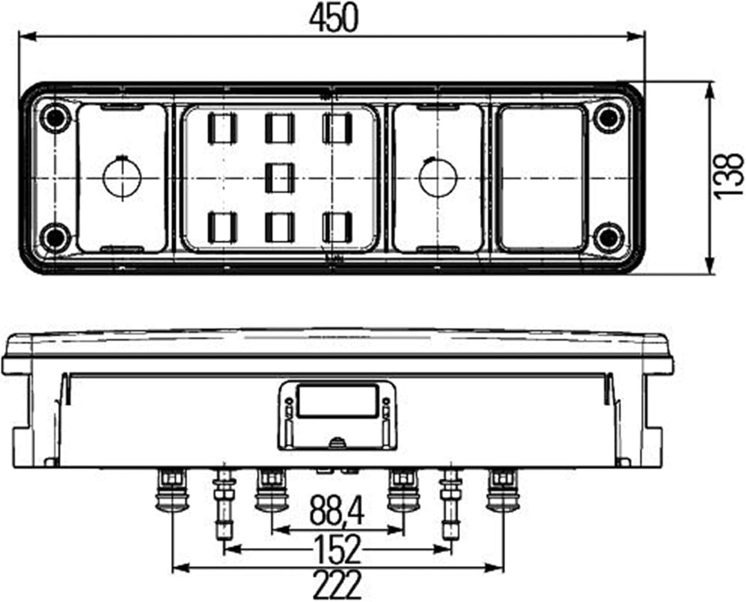 HELLA - Heckleuchte "Krone" - Hybrid - 24V - Anbau/geschraubt - Lichtscheibenfarbe: glasklar - Steck