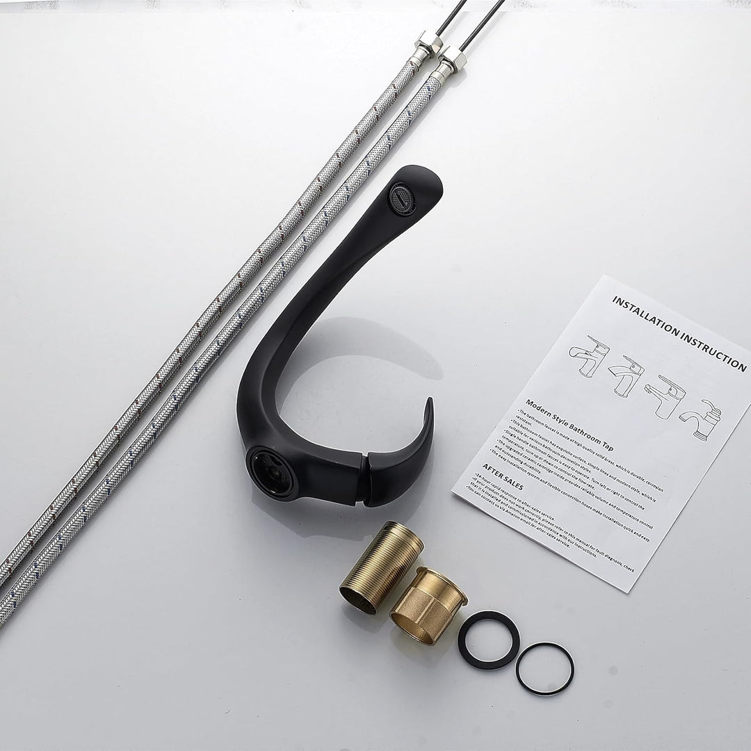 Wasserhahn Bad Schwarz Waschtischarmatur Armatur Badezimmer Mischbatterie Waschbecken Armaturen, Ein