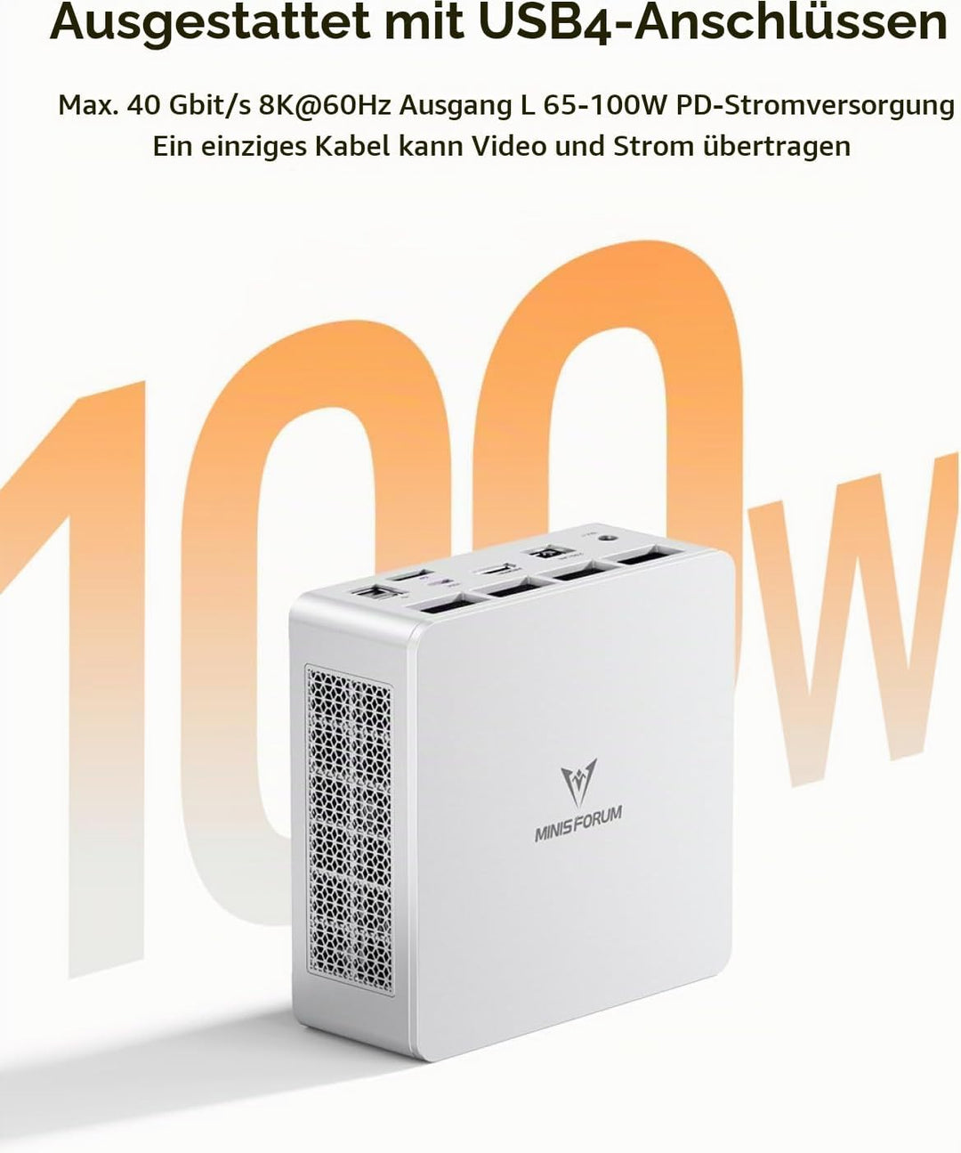MINIS FORUM UM750L Slim Mini PC, AMD Ryzen 5 7545U Mini Computer (6C/12T, bis zu 4,9 GHz), 16 GB LPD