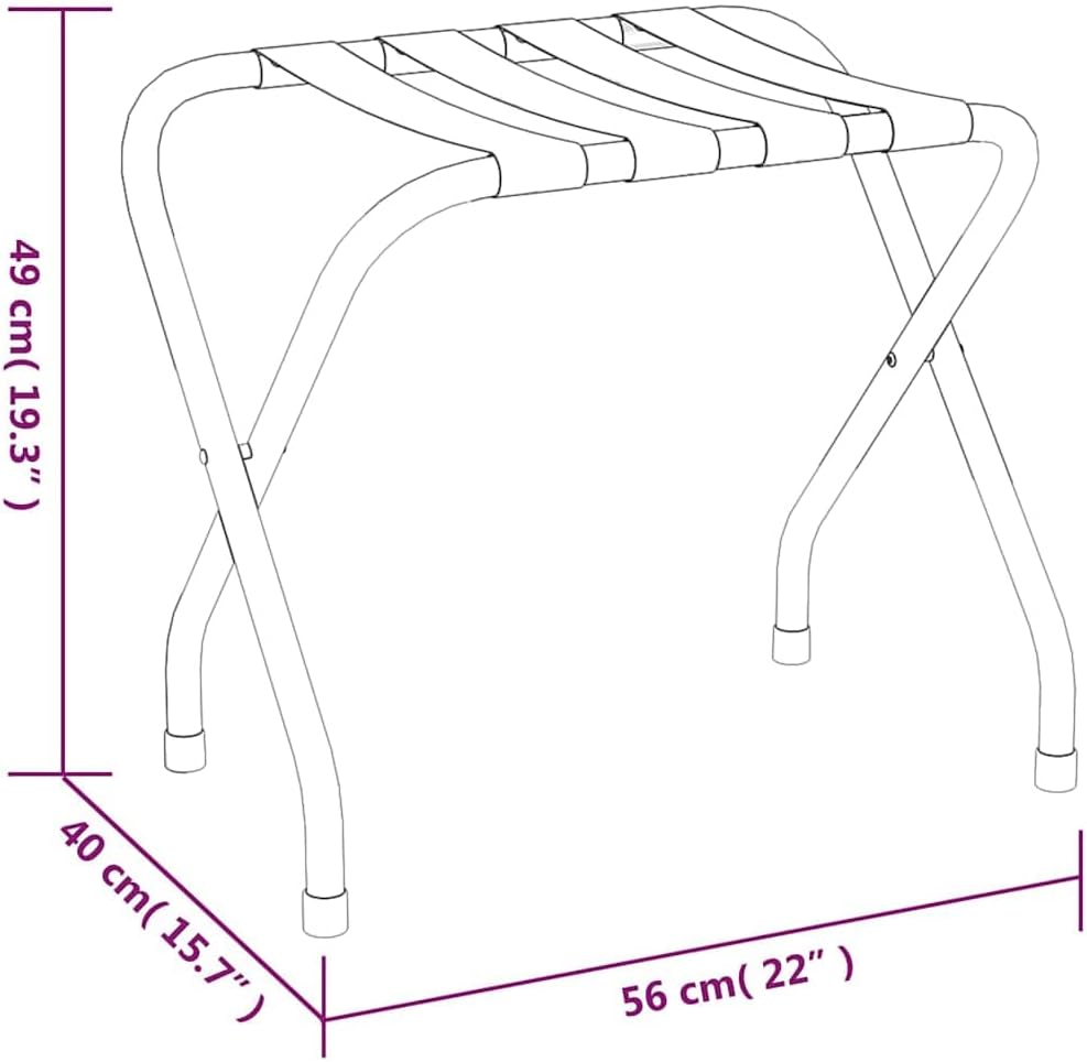Gepäckablage Kofferständer klappbar aus Stahl und Nylon 56x40x49 cm für Hotel Gasthaus schwarz Schwa