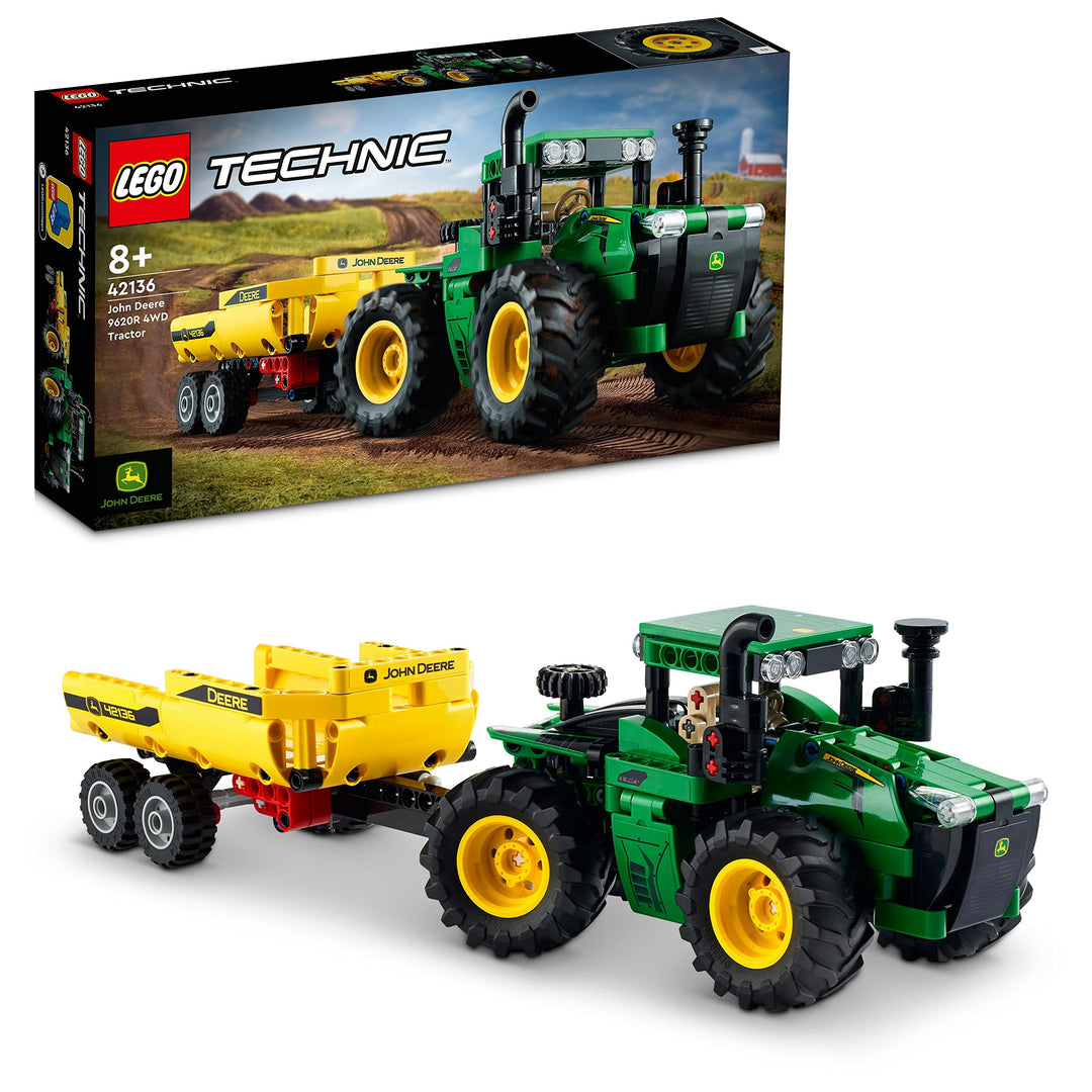 LEGO Technic John Deere 9620R 4WD Tractor, mit kippbarem Anhänger, klassisches Bauernhofspielzeug fü