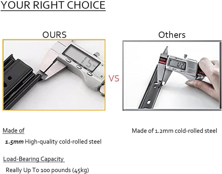 2 Paar Kugelauszug,350 mm Schubladenschienen Vollauszug 45 kg Tragkraft Schubladenauszug, Kugellager